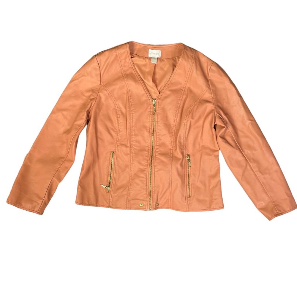 Chico’s Orange Vegan Leather Jacket